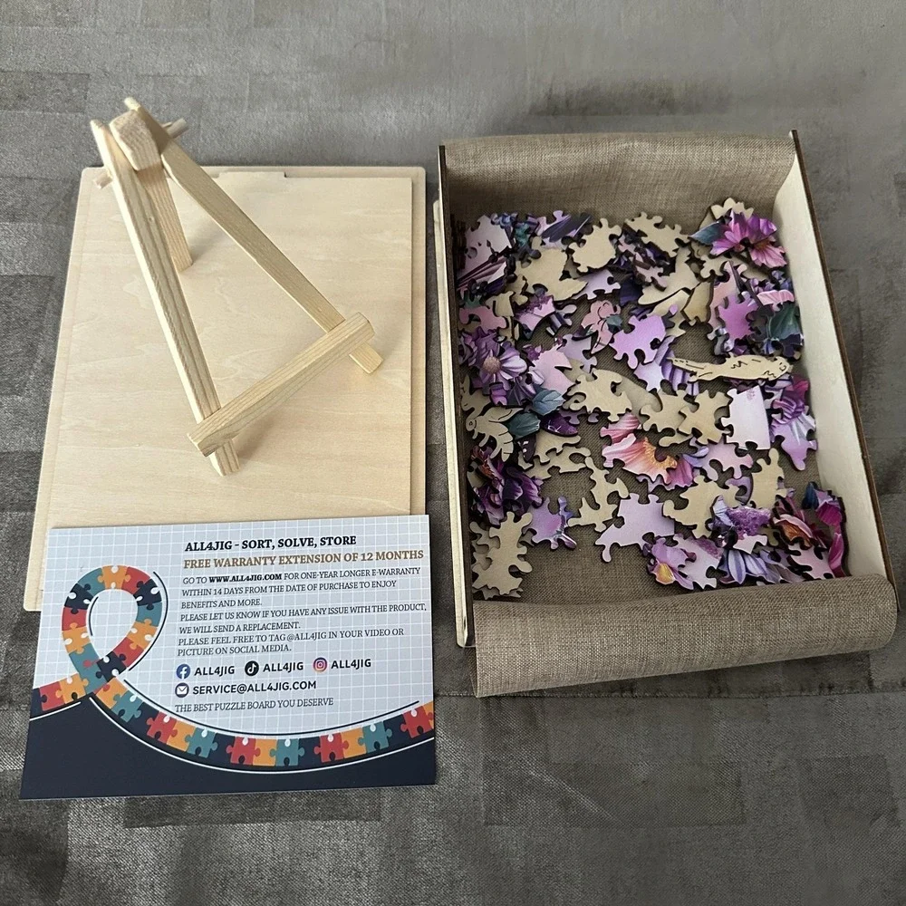 JIGFOXY Hummingbird And Moon 100‎ Piece Purple Wooden Jigsaw Puzzle Basswood 10+